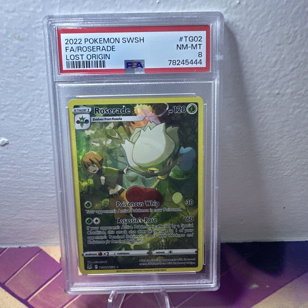 2022 Pokemon Sword & Shield Roserade TG02 Lost Origin PSA 8 NM/MT